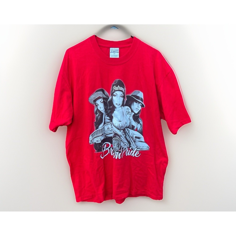Chicano Graphic Lowrider Brown Pride 2xl Heavyweight  Red Shirt